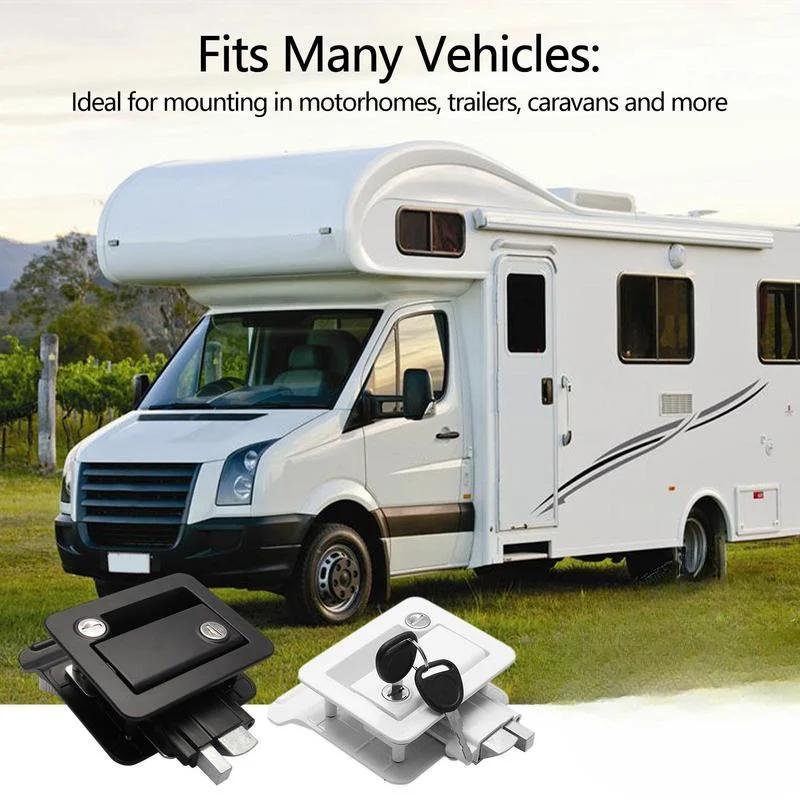 RV Lock Portable Camper Door Handle Latch with Built-in Deadbolt Anti-theft Metal Camper Door Lock for Camper RV Cargo Hauler
