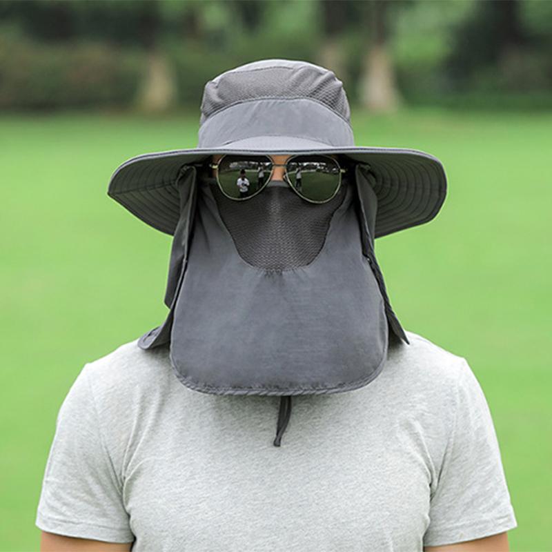 Sun Hat UV Protection Cap Wide Brim Nylon Breathable Quick Dry UPF 50+ Fishing Hat with Removable Fa