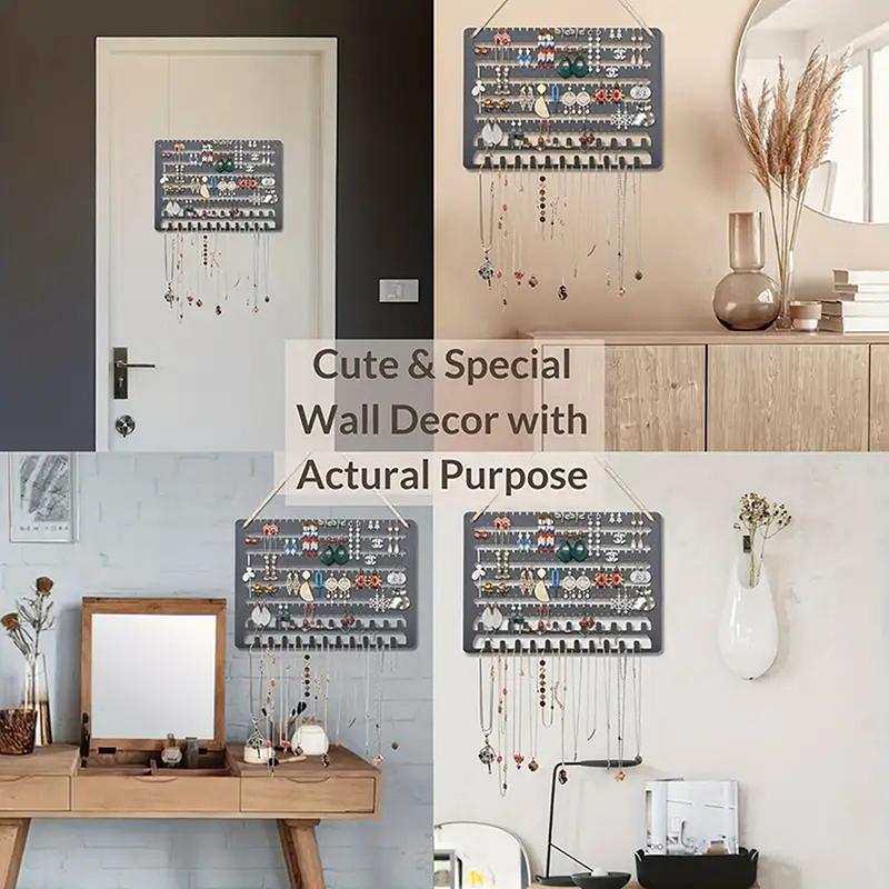 

Wooden Hanging Jewelry Wall Mounted Necklace Earrings Display Stand Ear Studs Holder Storage Rack Home Decoration 1pcs
