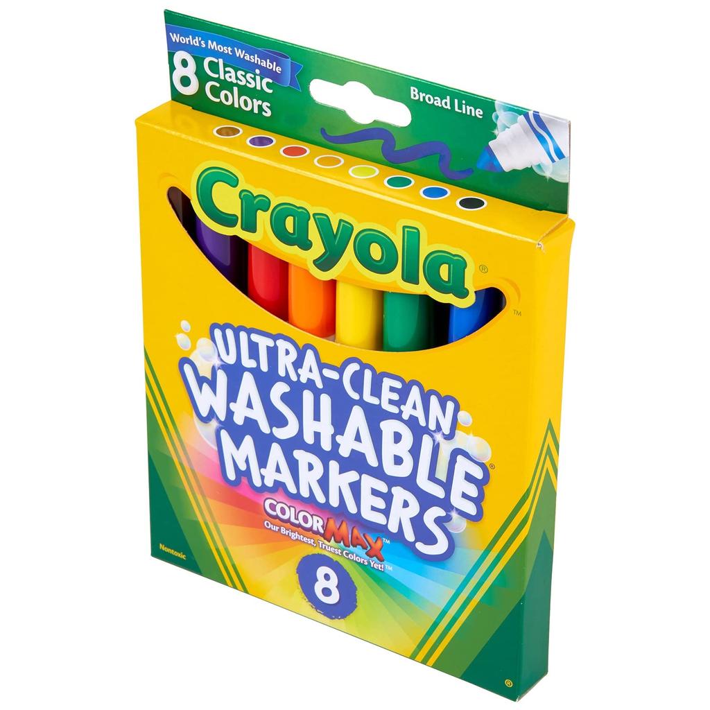 Crayola Marker 8 Classic Bold Product Number 587808 Water-Removable Pens, Colors, Tip, Authentic,
