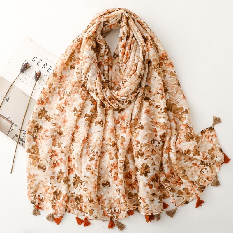 88*190Cm Luxury Women Long Viscose Scarf Bohemian Styles Paisley Pattern Cotton Linen Shawl Lady Tassel Muslim Hijab Wrap