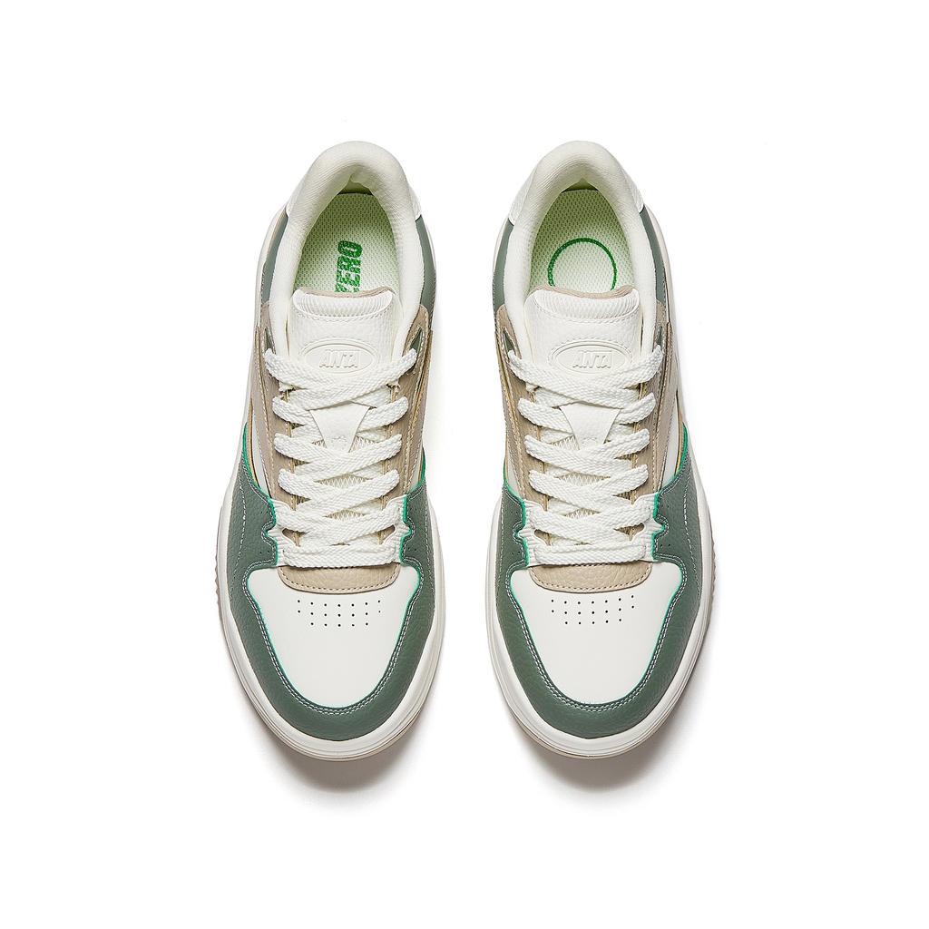 Anta Wave Shoes Versatile Casual Height Increasing Wear Resistant Lightweight Non Slip Low Top Skate Shoes Men Sneaker Green Brown 912518005-3