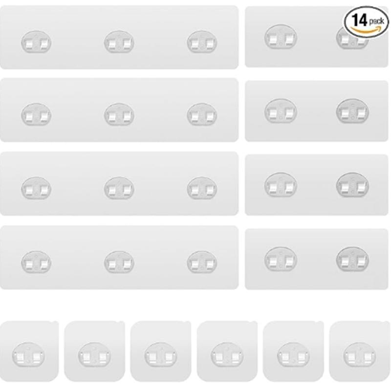 

14PCS Shower Caddy Adhesive Replacement Strong Adhesive Hooks Waterproof Shower Adhesive Strips No Drilling for Bathroom Storage Shelves Kitchen Racks