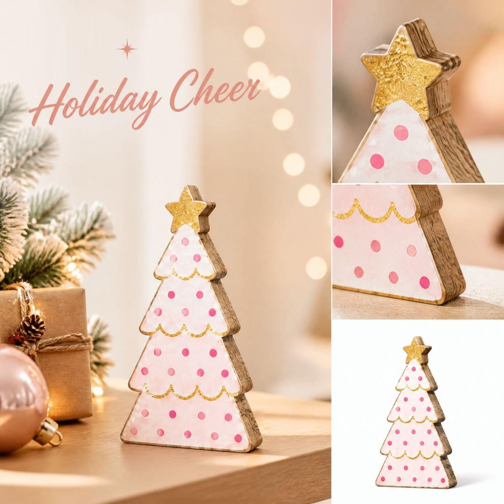 Christmas Tree Shaped Wooden Tabletop Decoration for Christmas Holiday Home Decor