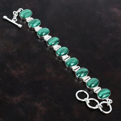Malachite Bracelet Real Gemstone Jewelry Handmade Brand New Bracelet 925 Sterling Silver Bracelet Adjustable Chain Bracelet Gifts For Mother