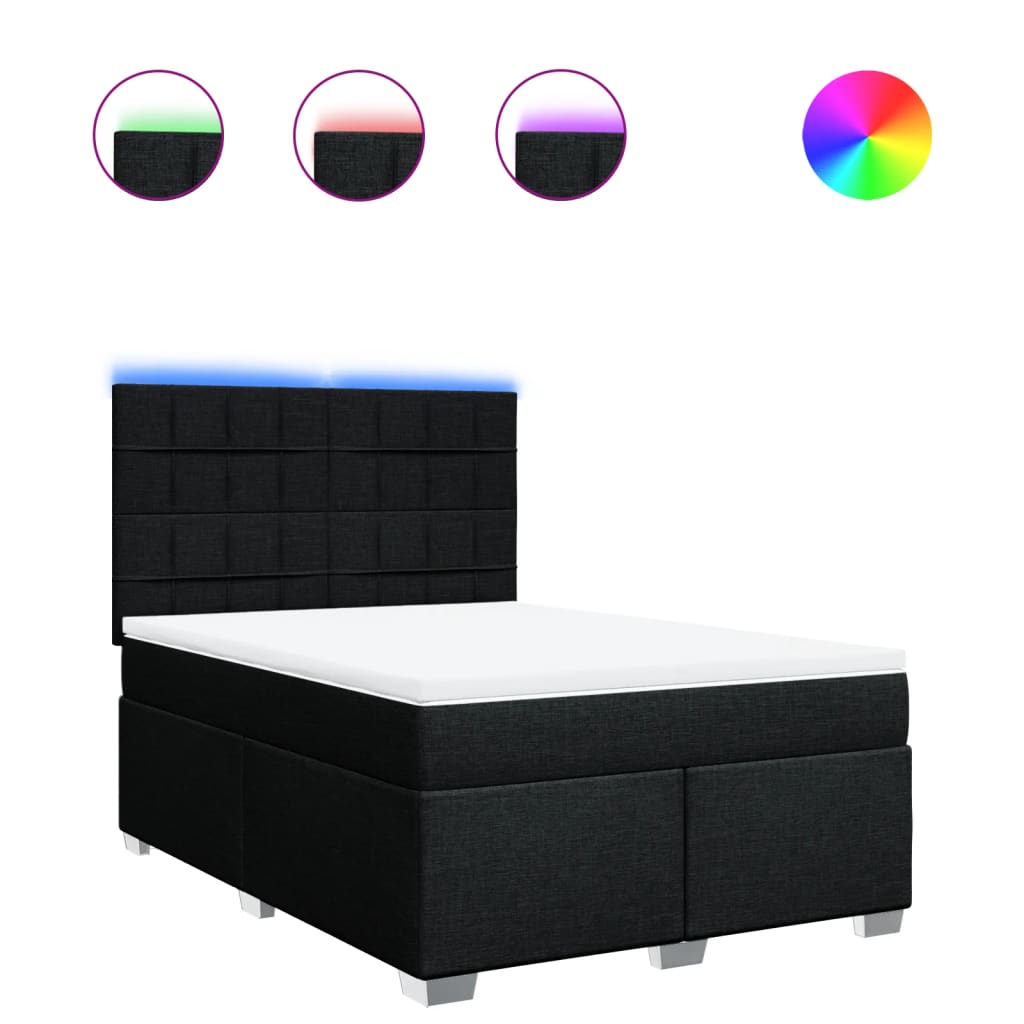 Vidaxl Continental Bed With Mattress, Black, Fabric 140X200 Cm