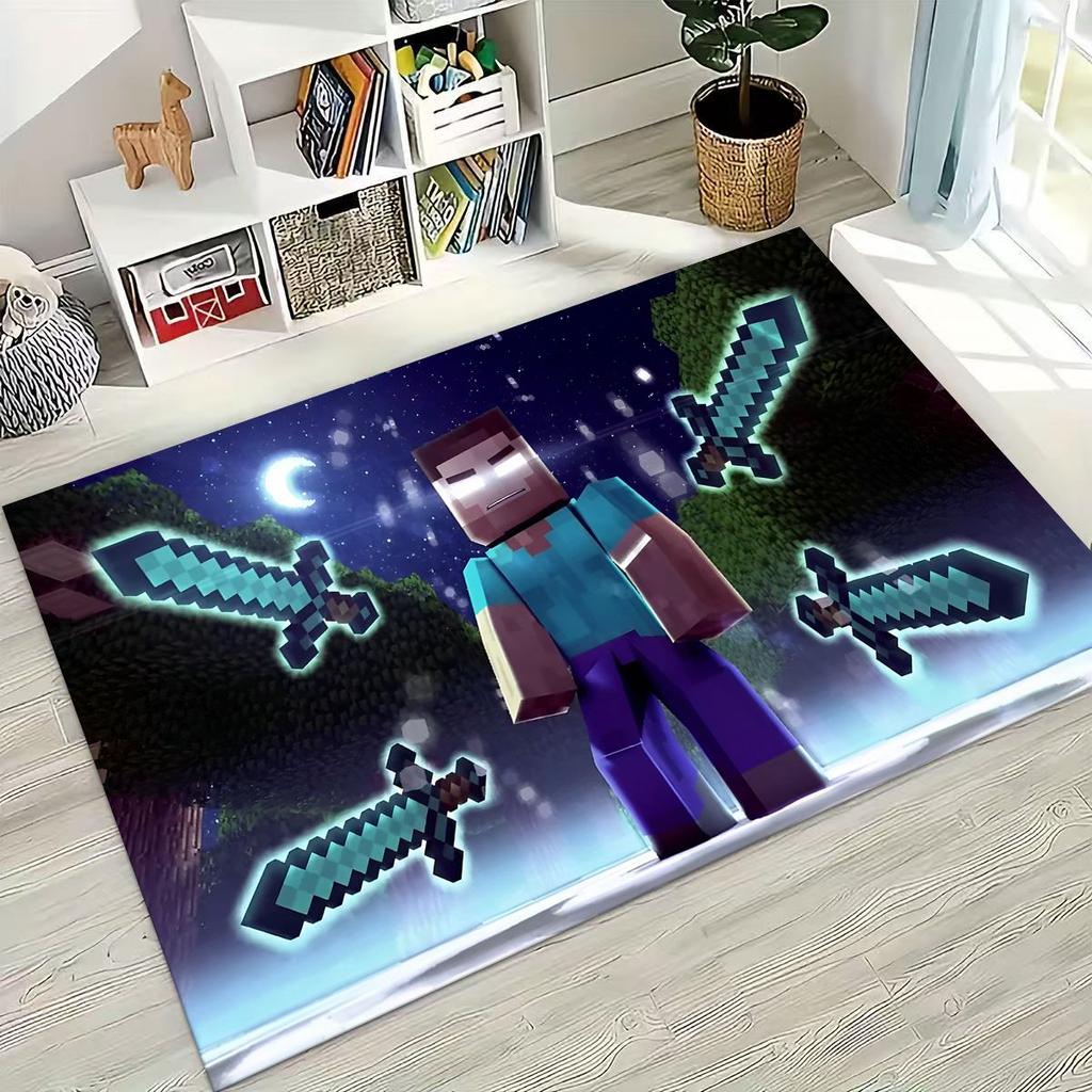 Cartoon S-Sandboxs 3D Game Carpet Rug for Bedroom Living Room Sofa Home Doormat Decor,Large Kids Play Non-slip Floor Mat Gift