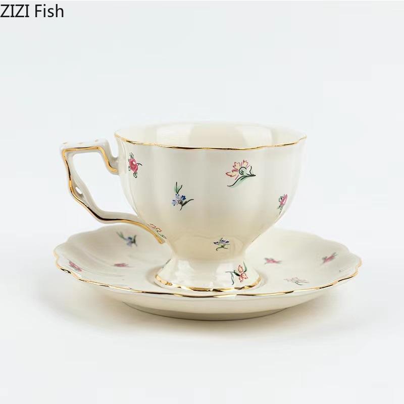 Cute Little Flower Pattern Ceramic Cup&saucer Dining Table Coffee Cup Milk Mugs Afternoon Tea Teacup Fruit Juice Container