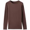 Womens Modal Long Sleeve T-Shirt Slim Fit Solid Color Crew Neck Top Casual Base Layer