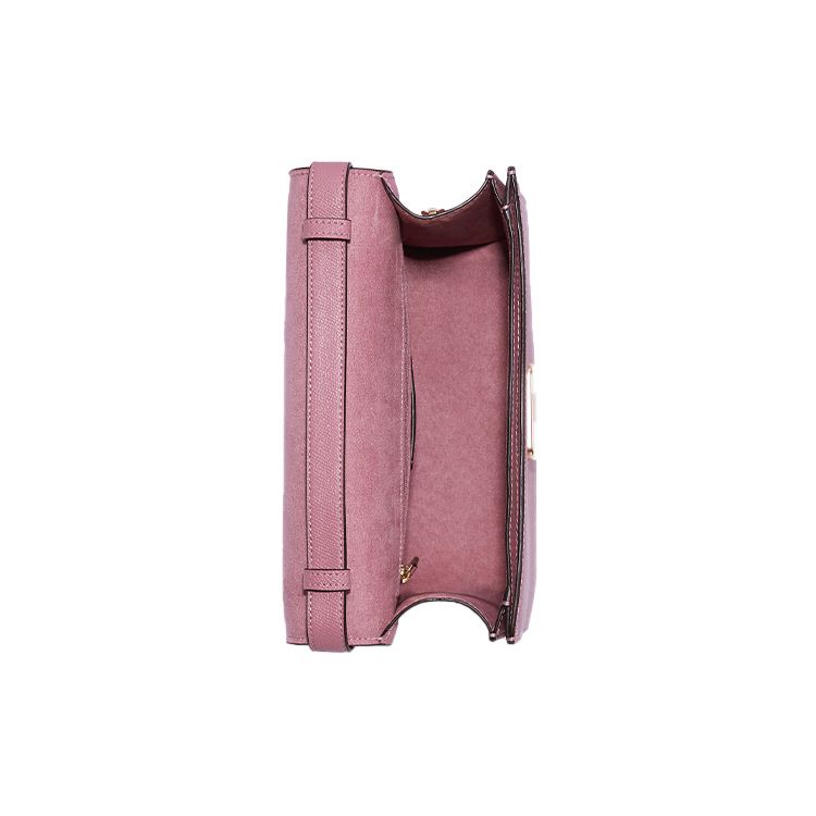 Coach Brynn Serie 25 Unifarbene Gold-Buchstaben-Logo Klappe Leder Schulter Crossbody Tasche Mittel Damen Taschen Kirschblüten-Rosa C5632-IMOUS