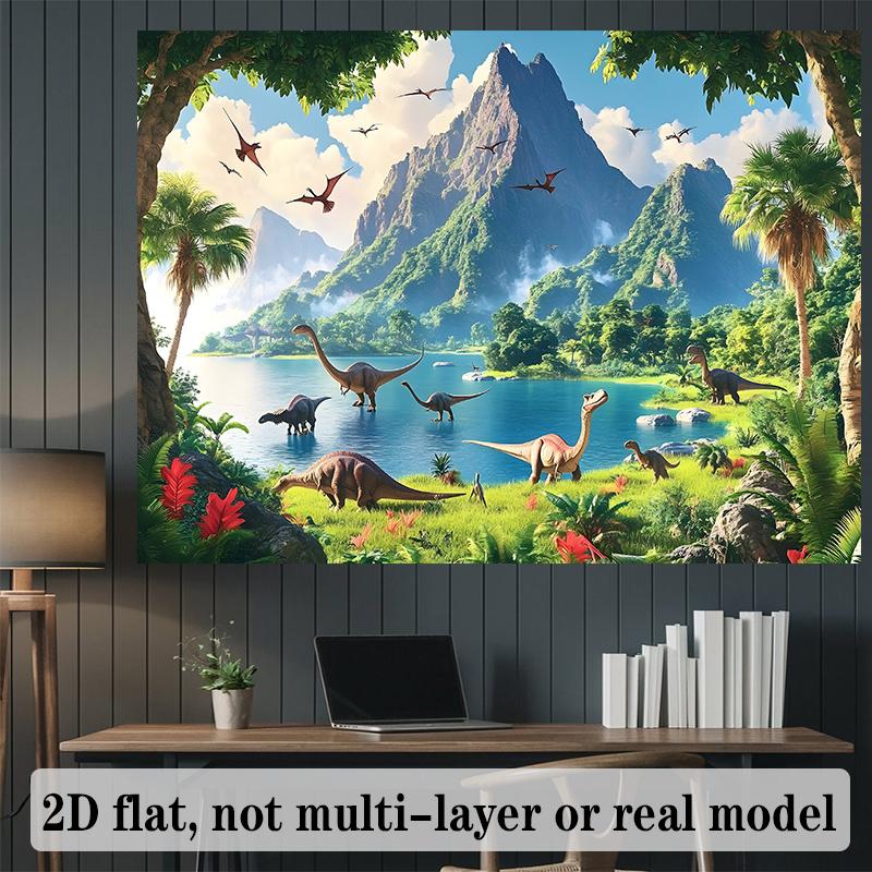 2D flat banner 1PC Prehistoric Dinosaur Party Banner - 2D flat vibrant dinosaur-themed background backdrop 100x150cm