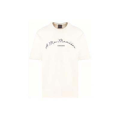 Jordan X A Ma Maniére Embroidered Logo Print Round Neck Vintage Short Sleeve T-Shirt Unisex Tops White FN0610-104
