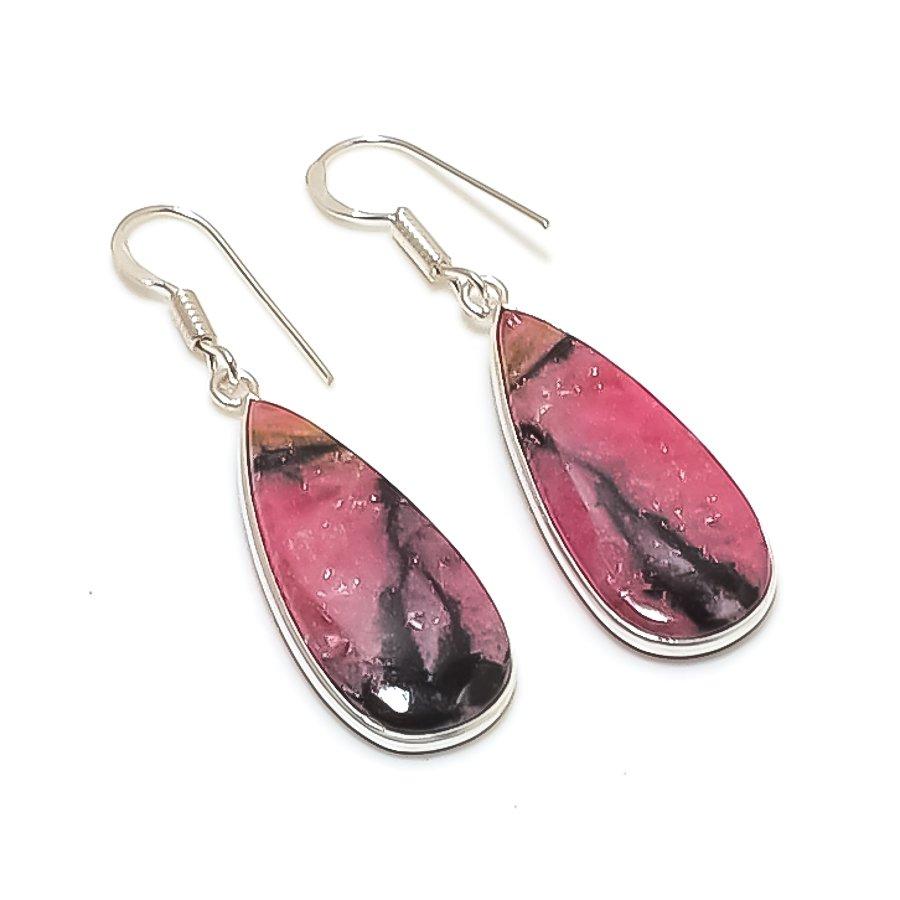 Natural Rhodonite Gemstone 925 Sterling Silver Jewelry Earring 1.85  AE-12040