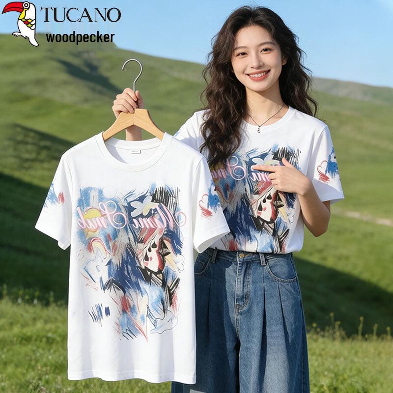 Women's Cotton Print Loose Fit Short Sleeve T-Shirt