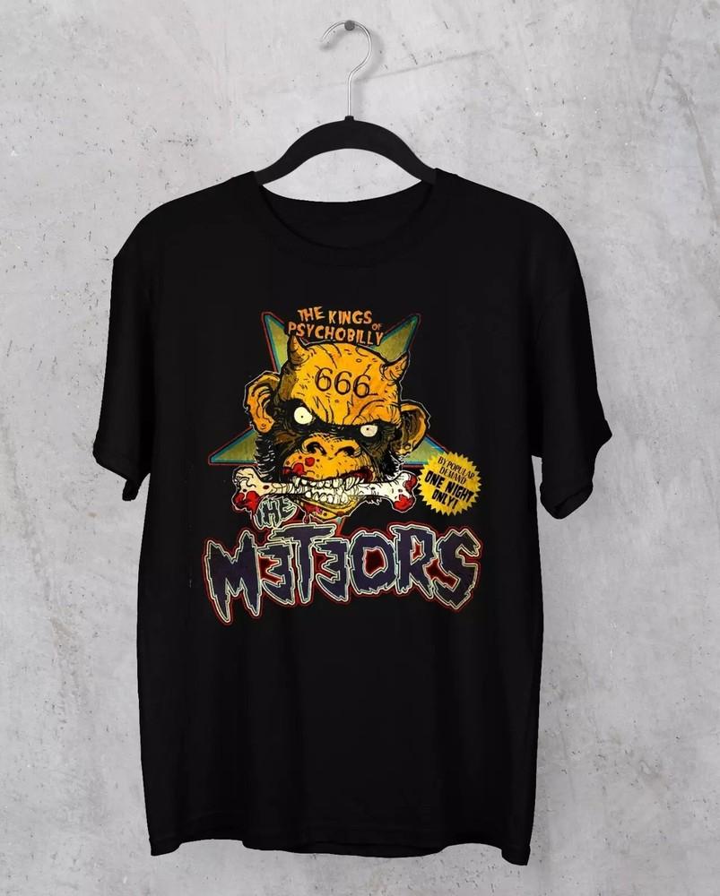 NEW The Meteors band the king T-shirt black Unisex All Sizes Unisex T-Shirt L