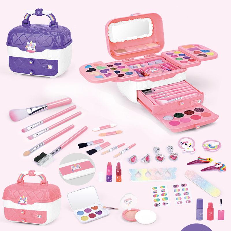 Girls' Makeup & Nail Art Play Set: Blush, Nail Art, Toys & Bag