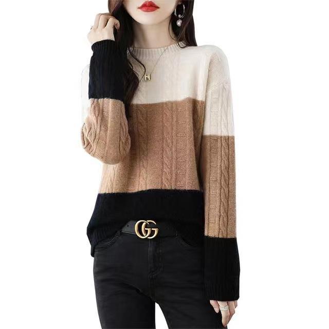 

Мода осень и зима новый круглый вырез свитер женский пуловер свитер с длинным рукавом блузка нижняя рубашка джемпер XL хаки