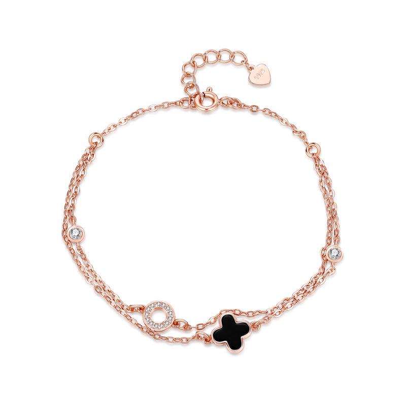 

Браслет S925 Рожеве Золото Подвійний Шар Конюшина - Жіноча Мода, Ідеальний Подарунок на День Народження для Дівчини