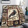 Crow Print Flannel Blanket, High quality Comfortable for All Seasons, Home Decor, Warmth and Comfort, Perfect for Christmas Gifts47