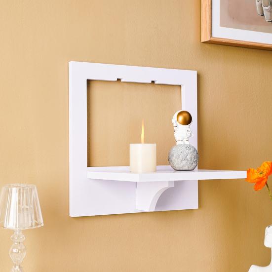 White Square Wall Floating Shelf Round Hexagon Flower Shape Wall Mount Display Shelf