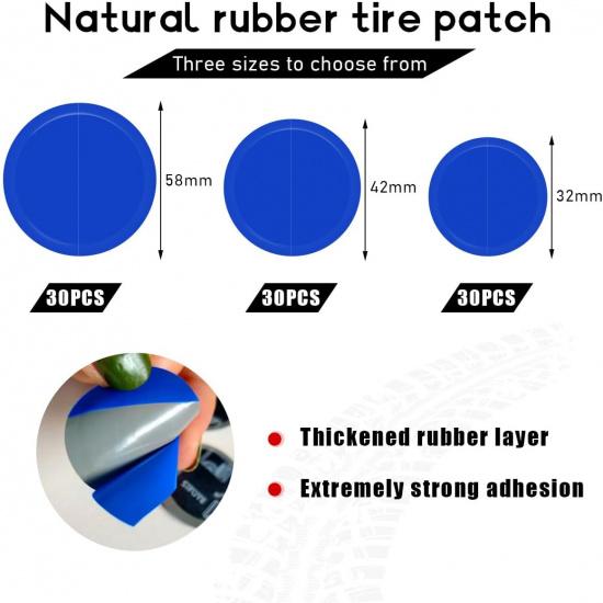 90PCS Tire Repair Patch, 32Mm 42Mm 58Mm Rubber Tyre Puncture For Fast Repair, Round Auto Tire Repair Tool For Car Truck Motorcycle Inner Tire,