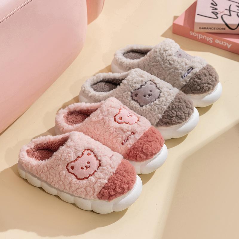 Vnitřní zesílené teplé plyšové bavlněné pantofle pro páry, domácí pantofle na podzim a zimu