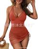 Women's new one-piece swimming dress Belly-closed swimsuit Slim-fit mesh transparent sarong wrap swimsuit