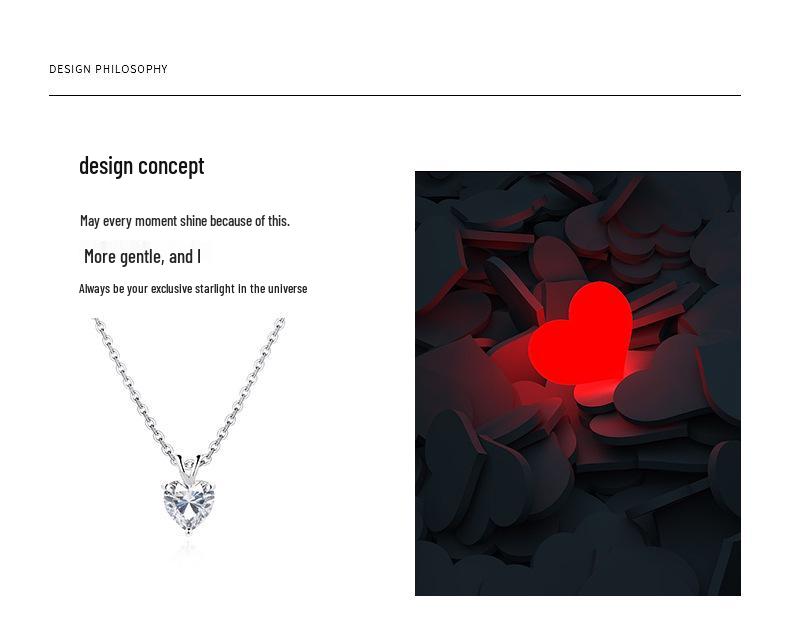 Qixi Gift: Moissanite Heart Necklace in 999 Pure Silver - Minimalist & Engravable Fashion