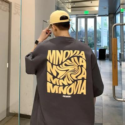American 210GSM Printed T-shirts Men Oversized T-Shirt Summer Cotton Short Sleeve Tees Ins Male Top Streetwear Versatile Clothes