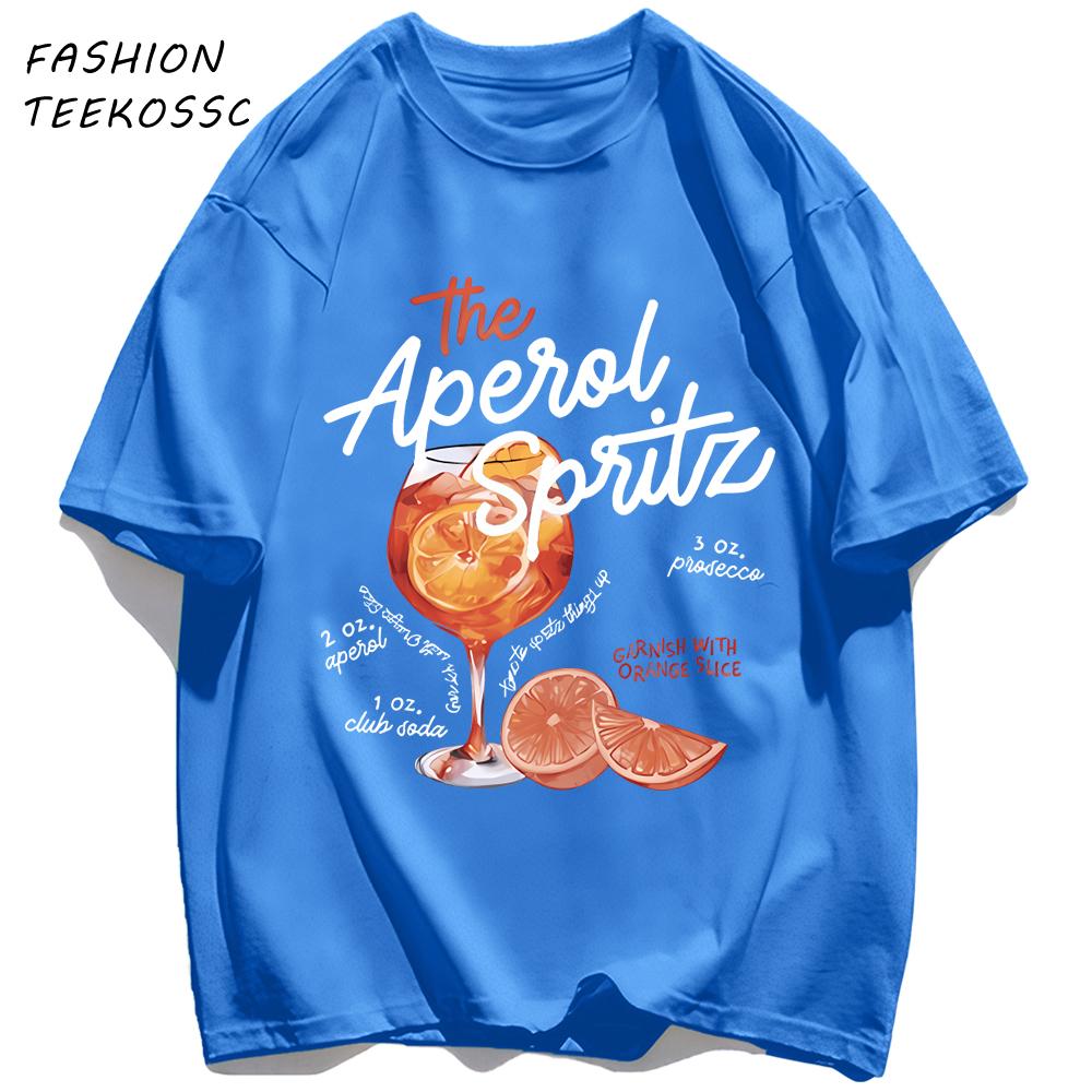 Orange Slice Red Wine Goblet Print TShirts Men Colour ONeck T Shirt Cotton Oversized Top Unisex AllMatch Casual Streetwear