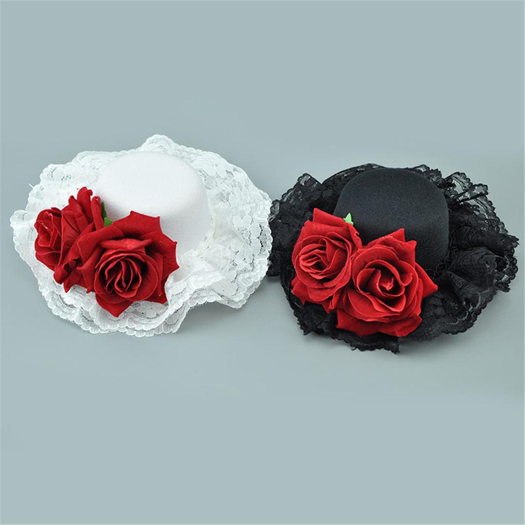 Lightweight Polyester Top Hat Headdress Gothic Floral Hair Accessory Daily Use Costume Party Wedding Event