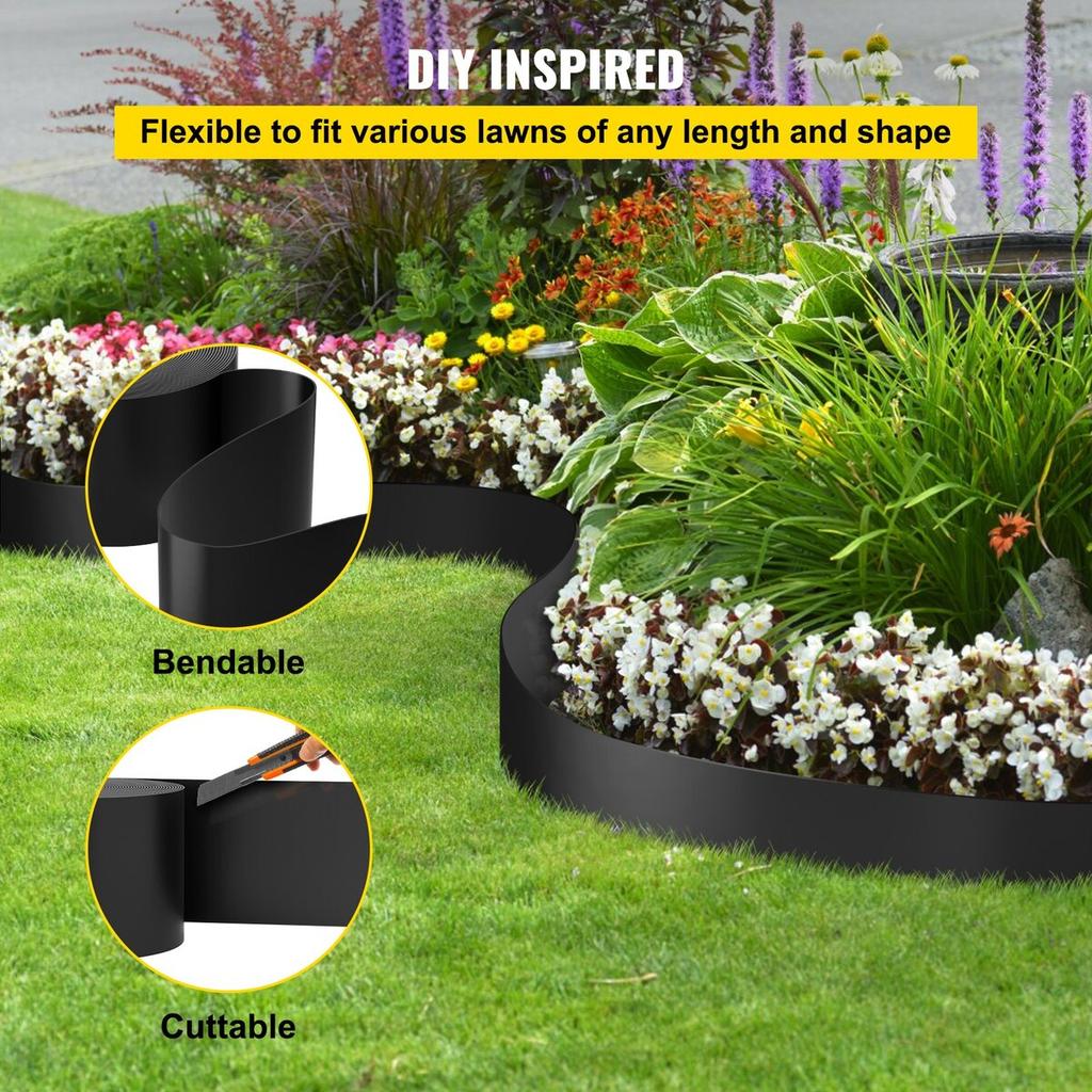 Landscape Edging, 10 Inch Depth 150 Ft Total Length, Recycled HDPE Coiled Terrace Board, Flexible Bender Border for Landscaping, Lawn, Garden, Yard,