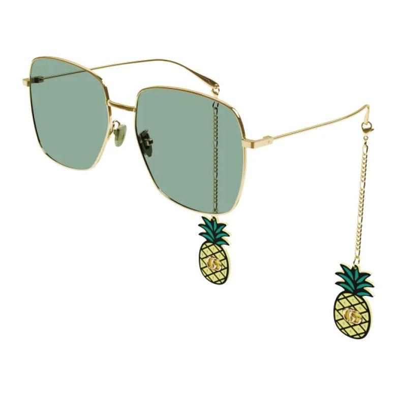 

Gucci Повседневные Минималистичные Логотип Металлические Овальные Солнцезащитные Очки Женские 59mm золотой