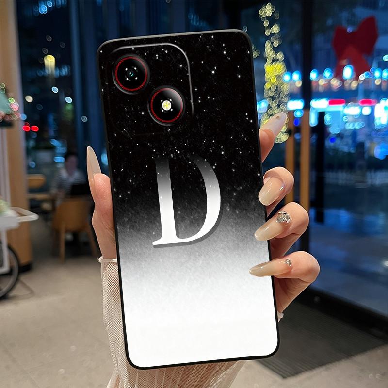 Beautiful Bright Color Couple Phone Case For ZTE Blade A35E Anti-scratch Soft Lucky Initial A-Z Letter Pattern Shell