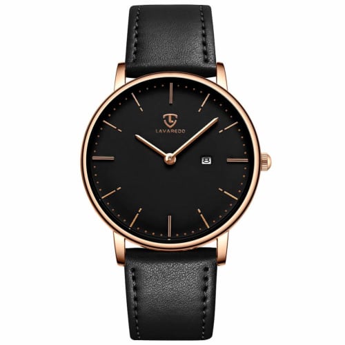 BEN NEVIS Men's Watch, Simple, Stylish, Slim, Casual, Date Display, Waterproof, Analog Quartz Watch, Leather Strap, Black
