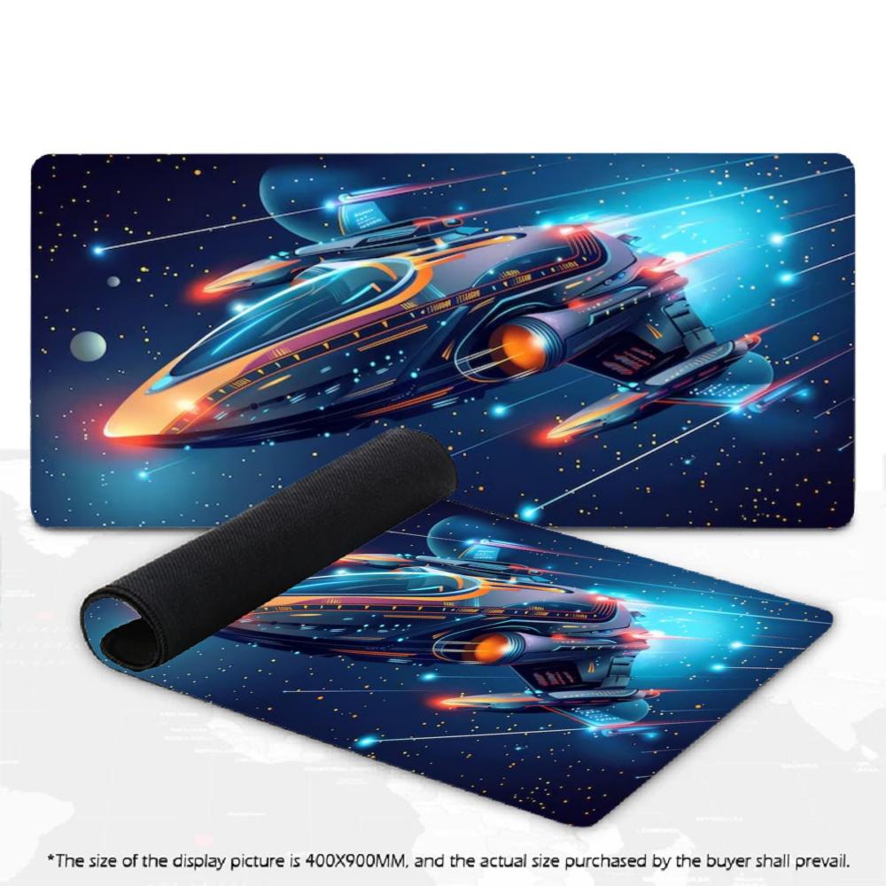 Space War Battleship Large Gaming Mouse Pad XXL Galaxy Starry Sky Desk Mat Non-Slip Rubber Keyboard Mat PC Gamer Office Desk Pad