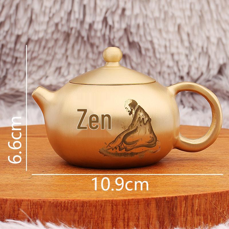 

Латунный чайник Дзен Сиши: Чайный набор Кунг-фу, Декор для гостиной, Металлическое ремесленное украшение.