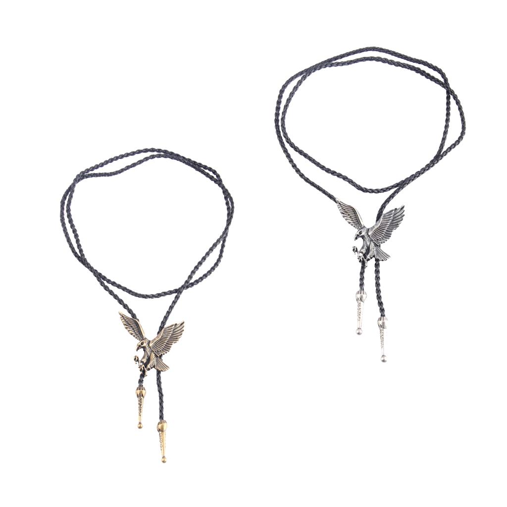 Ethnic Classic Cowboy PU Leather Rodeo Bolo Tie Cord Eagle Pendant