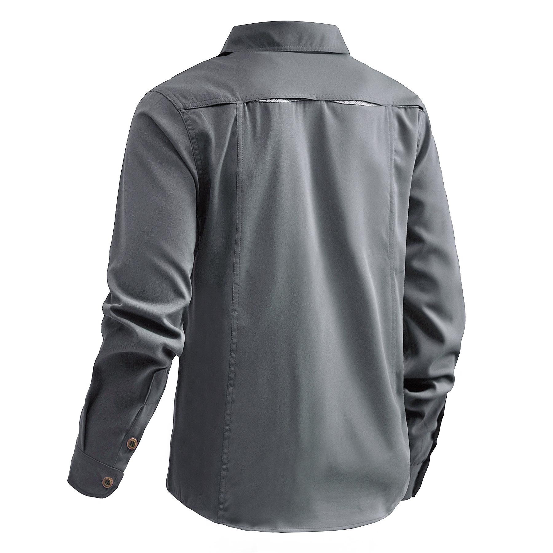 Весна и осень мужская повседневная рубашка с длинным рукавом для отдыха на природе — фото 3