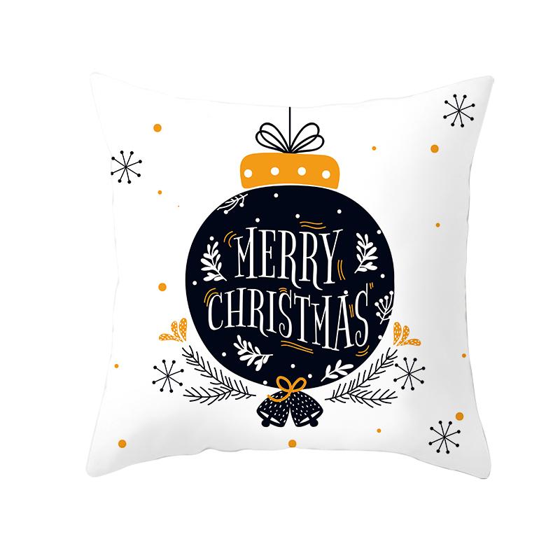 White Christmas Pillow Case Cute Santa Claus Elk   Cover Winter Snowflake Decorative Cases