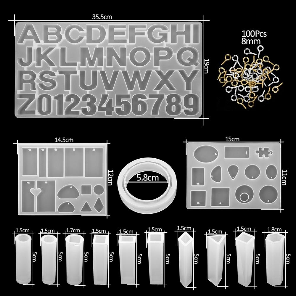 Resin Molds Silicone Kits with Epoxy Resin Supplies Dried Flowers Sparkling Powder DIY Necklace Earrings Pendant Jewelry Making