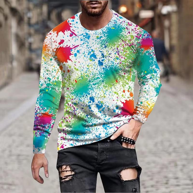 Mens 3D Graphic Print Crew Neck Long Sleeve T-Shirt Casual Streetwear Teens Adults