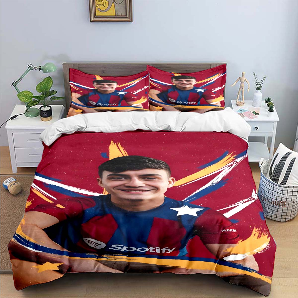 

Spain Fashion Football Star P-Pedri Print Bedding Sets Bed Supplie Set Comforter Set Teens Girls Twin Single Kid Gift EU Double(200*200cm)3pcs
