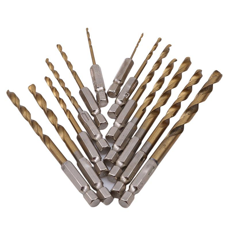 Buy Drill Bit Set Tool 1/4Hex Shank Bit 13Pcs Titanium Coated High Speed Steel at affordable