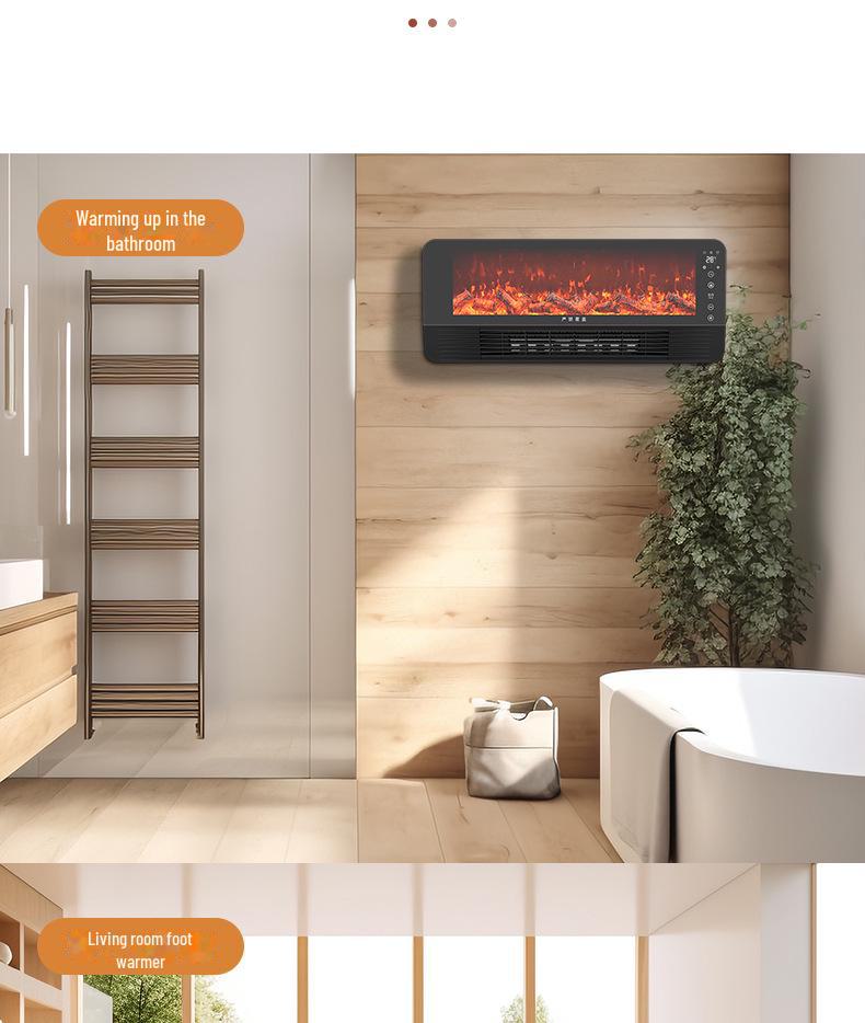 Chauffage de cheminée électrique mural avec flammes simulées pour bureau et petits espaces