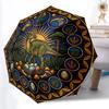 Dinosaur Glass Art Pattern Umbrella, Portable and Foldable Design, 8 Ribs, a Casual Accessory for Halloween, Christmas, and Birthday Gifts.