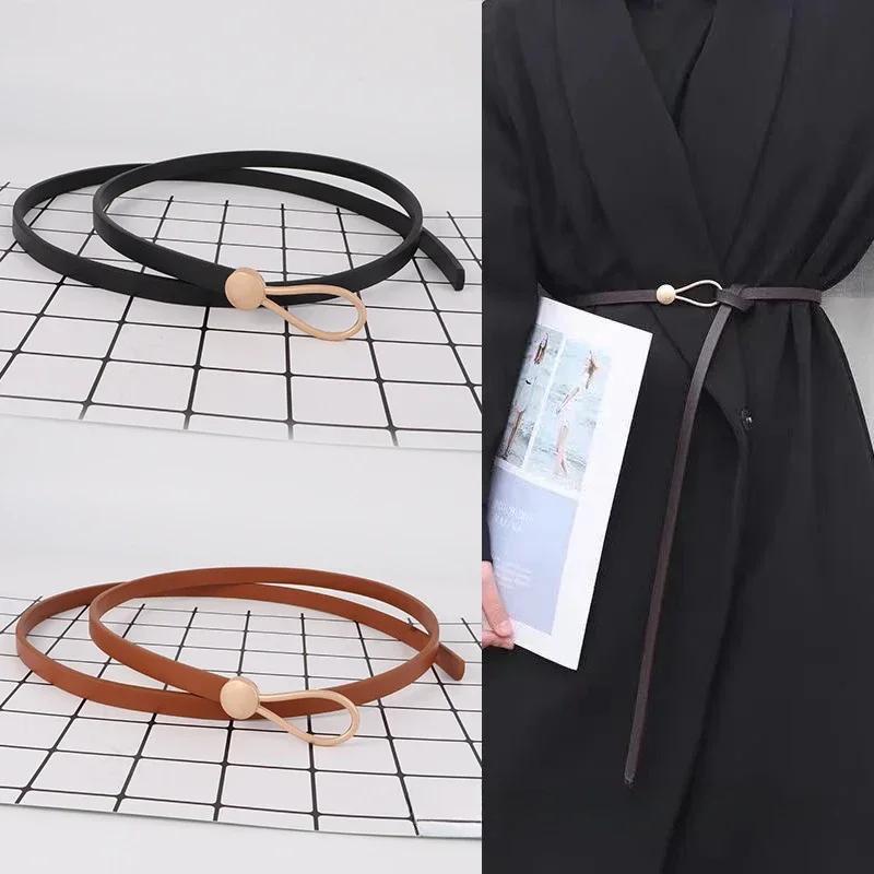 Cinturón de cuero minimalista para mujer, elegante y a la moda, para decorar faldas, vestidos y cintura.