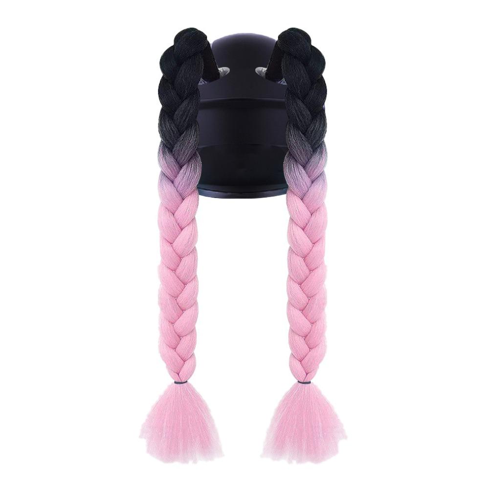 2pcs/pair With Sucker Woman Braids Wig Helmets Decor Twist Dual Pigtail Ponytail  for Motor Bike