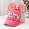 Children Big Bow cartoon Baseball Cap Cute Girls Pearl Snapback caps Sun Caps Mesh Rabbit Ear UV Protection Summer Hats boy