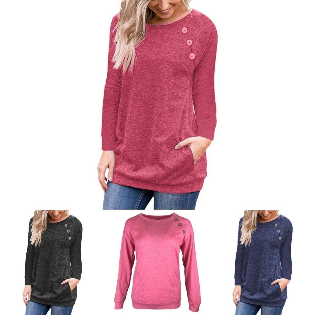 Stylish Ladies Casual Long Sleeve Pullover Sweater With Side Pockets And Comfortable Fit